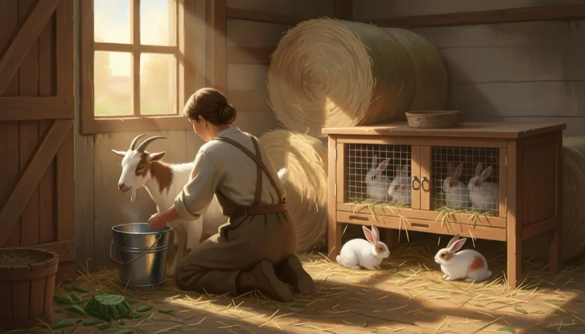 Ziegen und Kaninchen