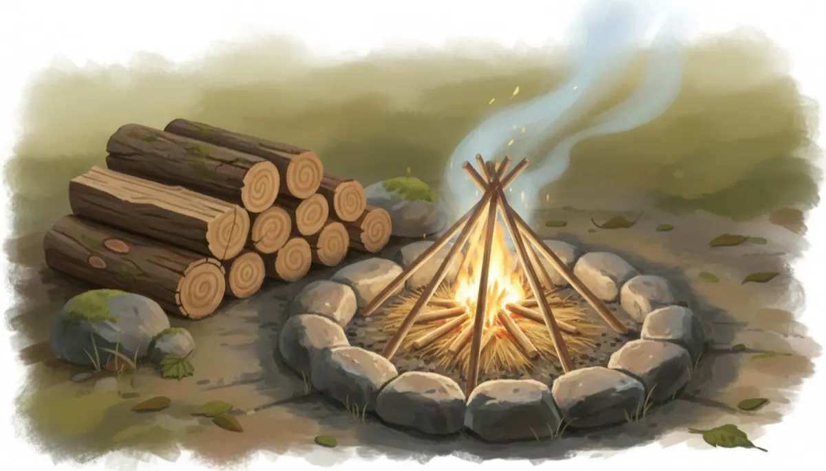 Feuergrundlagen: Zunder, Anmachholz und Brennholz
